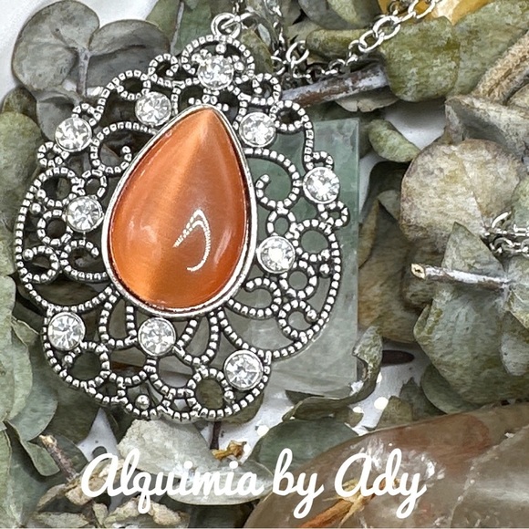 Alquimia Silver and Orange Teardrop Necklace - Picture 1 of 2